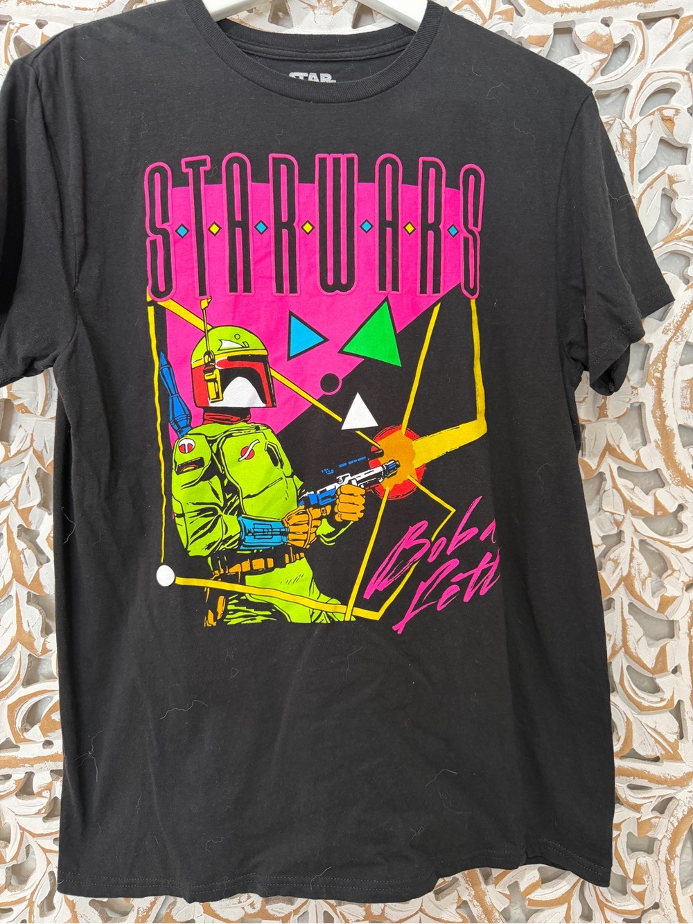 Fifth Sun Black Star Wars Boba Fett Neon Graphic Tee
